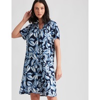 KATIES - Womens - Tops - Summer - Blouse / Shirt - Blue - Short Sleeve - V Neck - Navy Floral - Smart Casual Fashion - Office Wear - Work Clothes