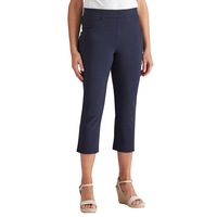 MILLERS - Womens Pants - Blue Cropped - Straight Leg Bengaline Fashion Trousers - Ink - High Waist - Elastane - Casual Work Clothes - Office Wear