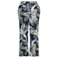 MILLERS - Womens Pants - Green Summer Full Length Straight Leg Fashion Trousers - Floral Palm - High Waist - Smart Casual - Work Clothes - Office Wear