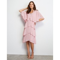 NONI B - Womens Dress - Beaded Neck Layered Dress