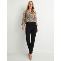 NONI B - Womens Pants - Black Winter Ankle Length - Slim Leg Bengaline Trousers - Solid - High Waist - Elastane - Long - Casual Fashion - Work Clothes