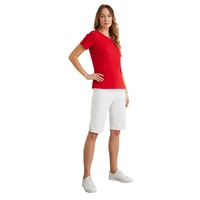 NONI B - Womens White Shorts - Summer - Bengaline - Mid Thigh - High Waist Chino - Fitted - Straight Leg - Elastane - Chino - Comfort Fashion - Casual