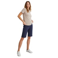 NONI B - Womens Blue Shorts - Summer - Bengaline - Knee Length High Waist Chino - Navy Blazer - Straight Leg - Elastane - Fitted - Comfort Fashion