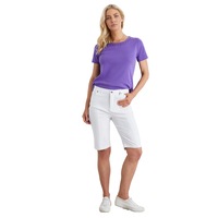 NONI B - Womens White Shorts - Summer - Elastane - Mid Thigh - High Waist Chino - Bermuda - Fitted - Comfort Fashion - Cool Casual Wear - Good Quality