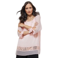 NONI B - Womens Winter Tops - Orange Basic - Vivid - Office Wear - Work Clothes - Peachskin - 3/4 Sleeve - Gather Neck Sequin Hem - Casual Fashion