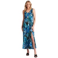 NONI B - Womens - Dress - Summer - Maxi / Long - Blue - Sleeveless - Scoop Neck - Knit - Turkish Sea Floral - Stretch Spandex - Casual Work Clothes