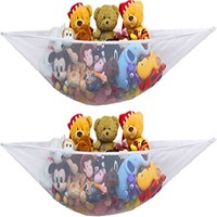Catzon 2 Packs Stuffed Animals Jumbo Toy Storage Hammock-White