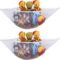 Catzon 2 Packs Stuffed Animals Jumbo Toy Storage Hammock-White