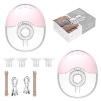 Catzon 2 Pcs Breast Pump Hands Free with 4 Modes & 12 Levels Smart LED Display-Pink
