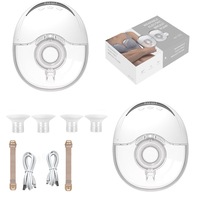 Catzon 2 Pcs Breast Pump Hands Free with 4 Modes & 12 Levels Smart LED Display-White