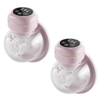 Catzon 2 Pcs Hands Free Breast Pump Electric Low Noise with 3 Modes & 9 Levels -Pink