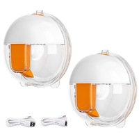 Catzon 2 Pcs Wearable Breast Pump 150mL with 3 Modes & 10 Levels 24mm-Orange