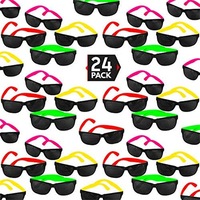 Catzon 24 Pack Kids Sunglasses Bulk Pool Party Favors Beach Party Favors Bulk Party Pack of 2 Dozen in 4 Neon Colors