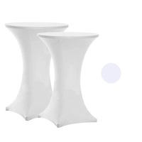 Catzon 2Pcs Cocktail Table Covers Spandex Stretch Tablecloth-White