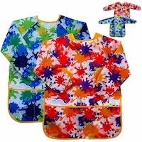Catzon 2Pcs Kids Art Smock Painting Apron with 2 Pockets for Baking Eating Arts
