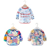 Catzon 3 Pcs Long Sleeve Waterproof Bib with Crumb Catcher Pocket for 0-4 Years-4
