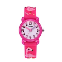 Catzon 3D Cartoon Flamingo Waterproof Childrens Watch for 3-10 Year-RoseRed