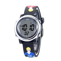 Catzon 3D Cartoon Football Boy Kids Digital Watch with 7 Color Lights for Ages 3-12-Black