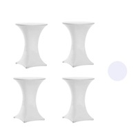 Catzon 4Pcs Cocktail Table Covers Spandex Stretch Tablecloth-White