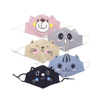 Catzon 5 Pcs Kid's Soft Cotton Dustproof Material Unisex Washable And Reusable Mask-Animal