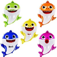 Catzon 5Pcs 25 inch Cute Shark Balloon Helium Shark Family Balloons for Baby Shark Birthday Part