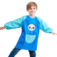 Catzon Cartoon Panda Waterproof Long Sleeved Art Apron For Painting-Dark Blue