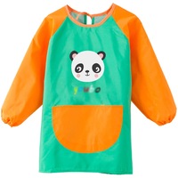Catzon Cartoon Panda Waterproof Long Sleeved Art Apron For Painting-Green