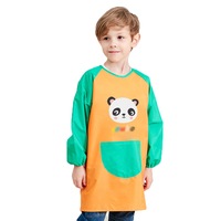 Catzon Cartoon Panda Waterproof Long Sleeved Art Apron For Painting-Orange