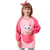 Catzon Cartoon Panda Waterproof Long Sleeved Art Apron For Painting-Pink