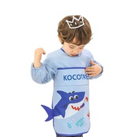 Catzon Children Waterproof Art Smock Painting Round Neck Aprons-Shark