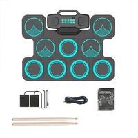 Catzon Electronic Drum Set 9 Pads Practice Drum Pads with Drumsticks Foot Pedals USB MIDI Jack for Kids Teens and Beginner-501