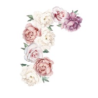 Catzon Floral Wall Decals Flowers Wall Stickers Watercolor Peony Rose Wall Posters for Living Room Bedroom Girls Room