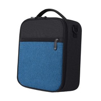 Catzon Insulated Lunch Bag Tough Reusable Adult Lunchbox With Water Bottle Holder -Blue