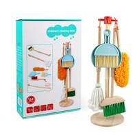 Catzon Kids Cleaning Set 5 Piece Wooden Detachable Housekeeping Clean Toys Gift for Girls Boys-Classic