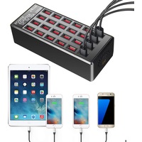 Catzon LBT 24-Port 100W/20A USB Fast Charging Station Travel Desktop Organizer For Smartphone/Table/More Devices-Black