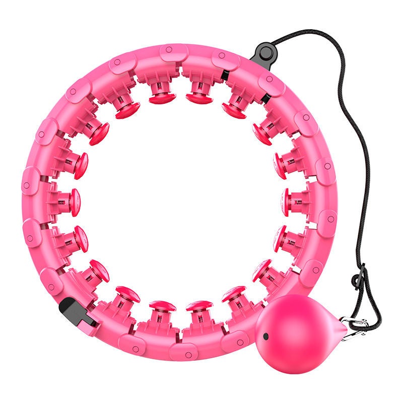 Catzon Smart Weighted Hoola Hoop 24 Detachable Knots Adjustable Size Exercise Hoops-Pink