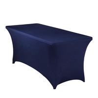 Catzon Stretch Tablecloth Rectangular Wedding Banquet Decoration-DarkBlue
