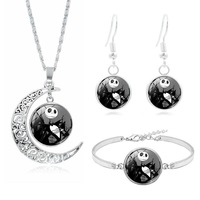 Catzon The Nightmare Before Christmas Moon Pendant Necklace Earrings Bracelet Charms Gift Set-9