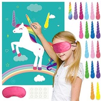 Catzon Unicorn Birthday Party Game with 35 Stickers, Children's Birthday Party Decorations