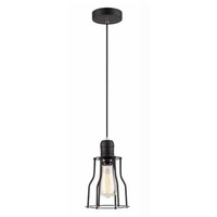 Blackband Iron Cage Pendant Light in Black (Angled)