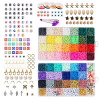 Clay Beads Friendship Bracelet Making Kit, Flat Preppy Polymer Heirship Beads for Jewelry Making with Pendant Charms for Girls Teens Ages 6-12