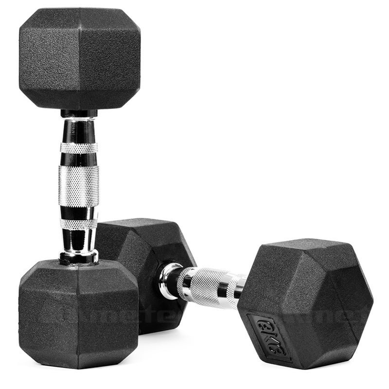METEOR Rubber Hex Dumbbell Fitness Gym Strength Weight Training