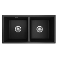 Seima Oros 820 Black, Sink 820 x 440mm Double Bowl (Abovemount or Undermount) No Taphole Black 191040