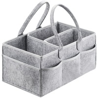 Baby Diaper Caddy Organizer, Foldable Felt Nursery Tote Storage Bin