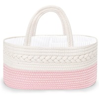 Basket Portable Holder Tote Bag for Changing Table Car Travel Baby Shower Gifts Newborn Essentials Registry Must Have Items Pink
