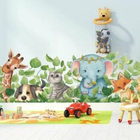 Safari Animal Tropical Leaves Wall Art Stickers Removable Decal Nursery Decor