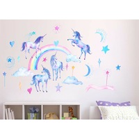 Unicorn Rainbow Cloud Star Heart Wall Decal
