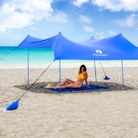 Red Suricata Family Beach Sun Shade Canopy - Blue