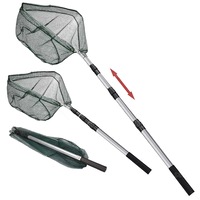 Nets 180Cm Retractable Telescoping Aluminum Alloy Pole Foldable Fishing Brail Landing Net Tackle