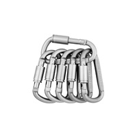 Carabiners 6Pcs Aluminum D Ring Shape Keyring Locking Carabiner Light But Strong Silver